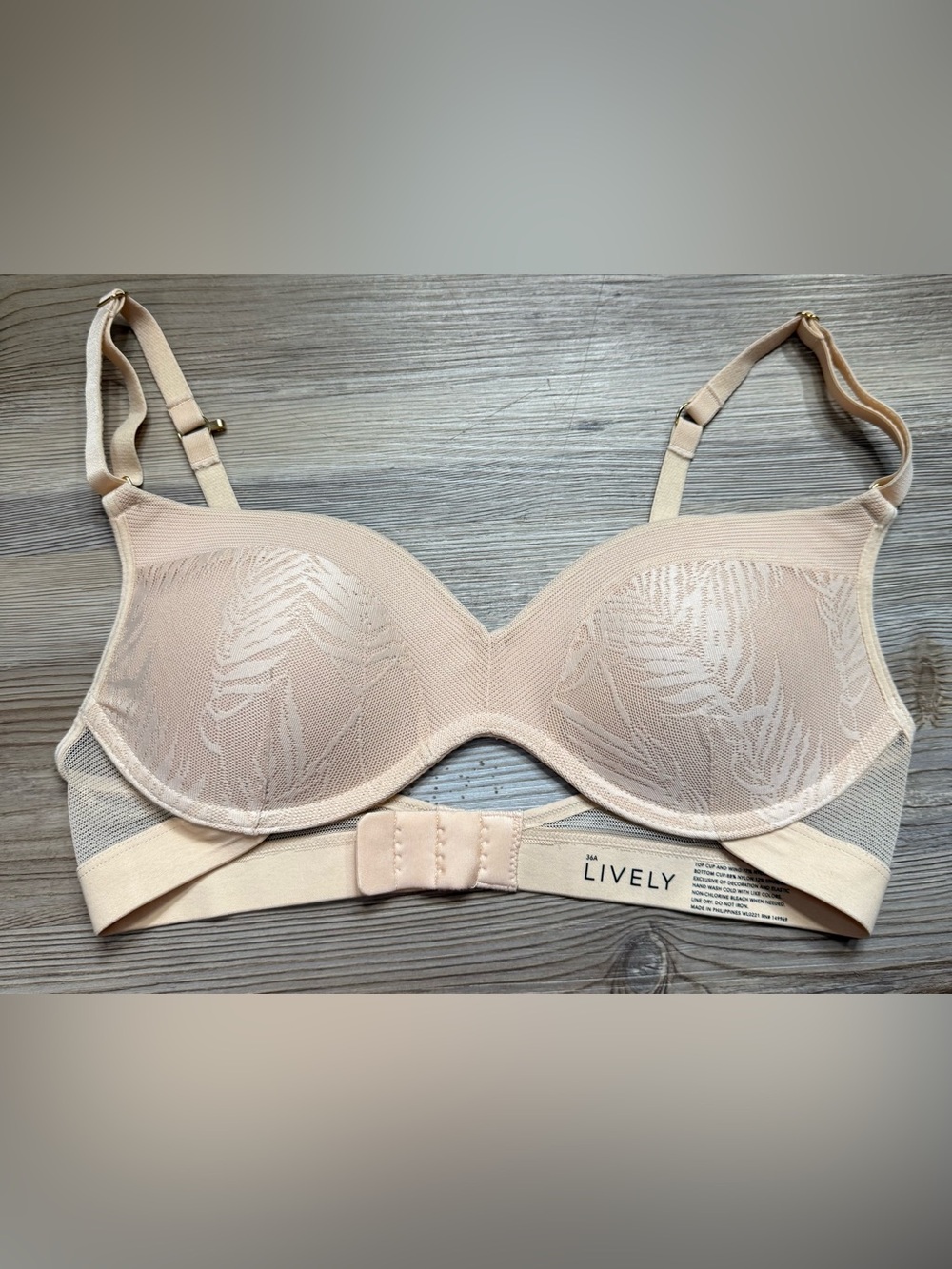Lively Beige Nude Balconette Bra with Leaf Jacquard